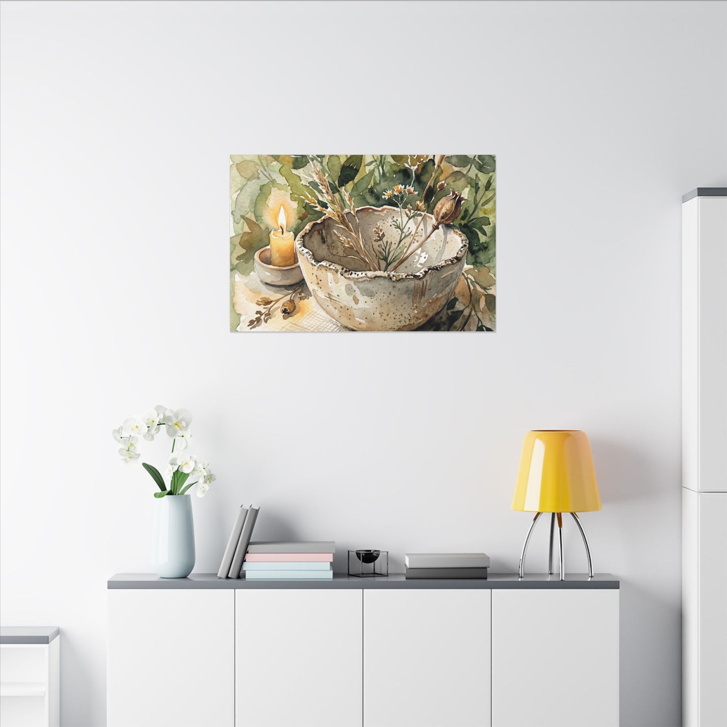 Ceramic Bowl Summer Canvas Art | Japandi Elegant Design