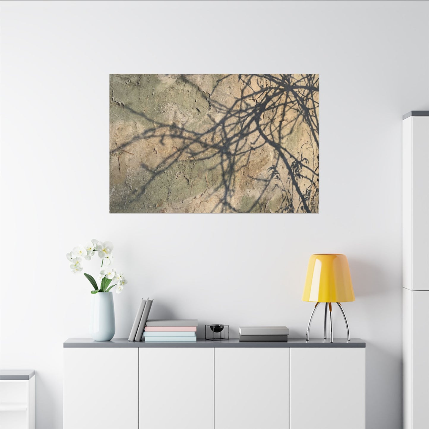 Japandi Shadow Play in Golden Hour | Texture Canvas Art
