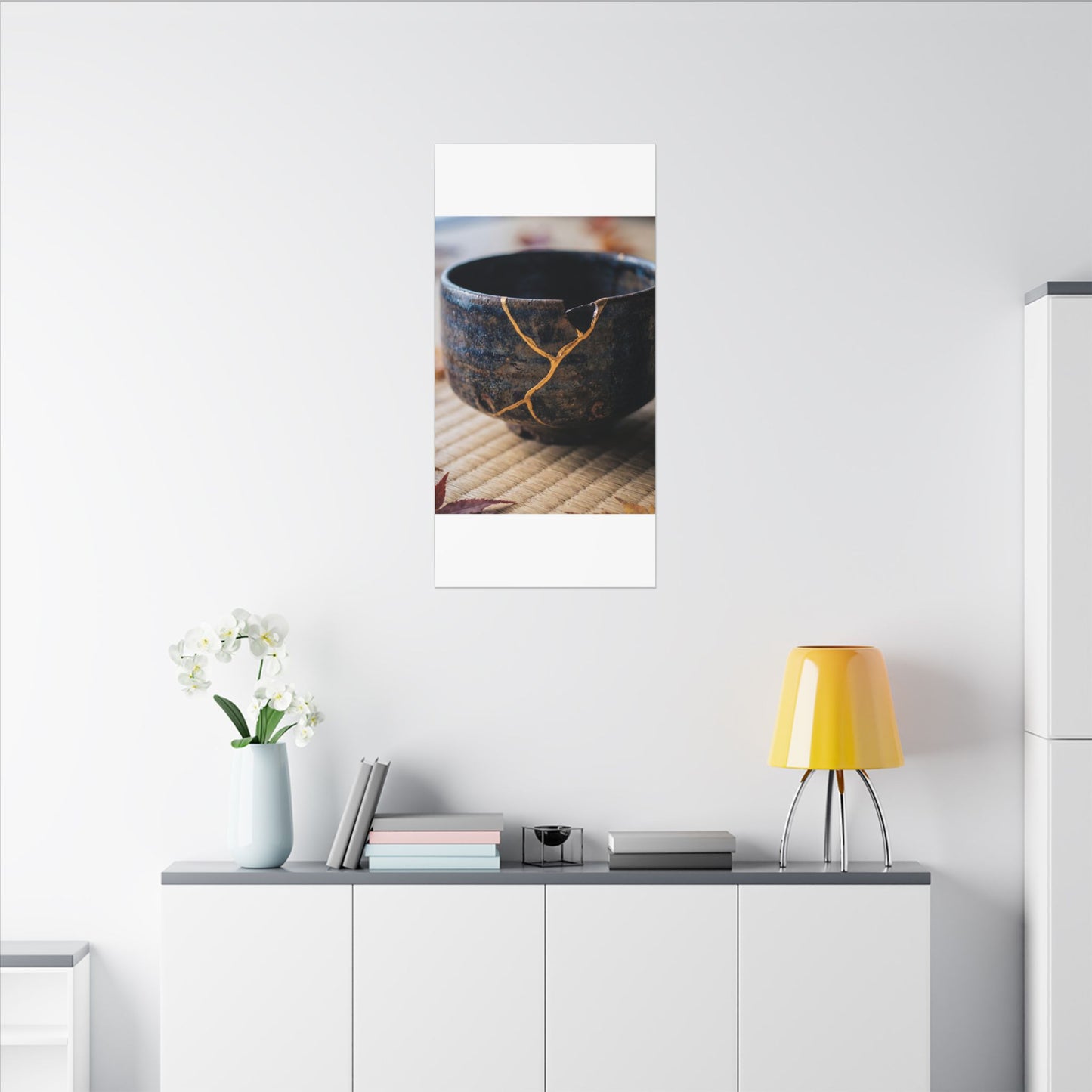 Tea Ceremony Autumn Canvas Art | Kintsugi Healing Design