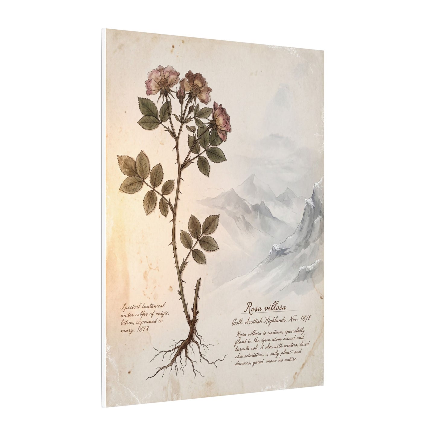 Winter Mountain Mist Herbarium Canvas Art | Earthy Decor