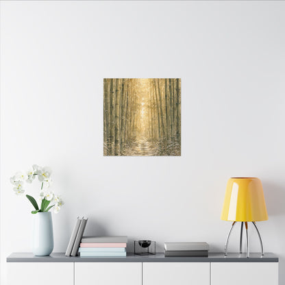 Bamboo Grove Winter Canvas Art | Japandi Elegant Design