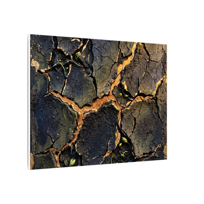 Cracked Earth Spring Canvas Art | Dark Japandi Atmospheric Design