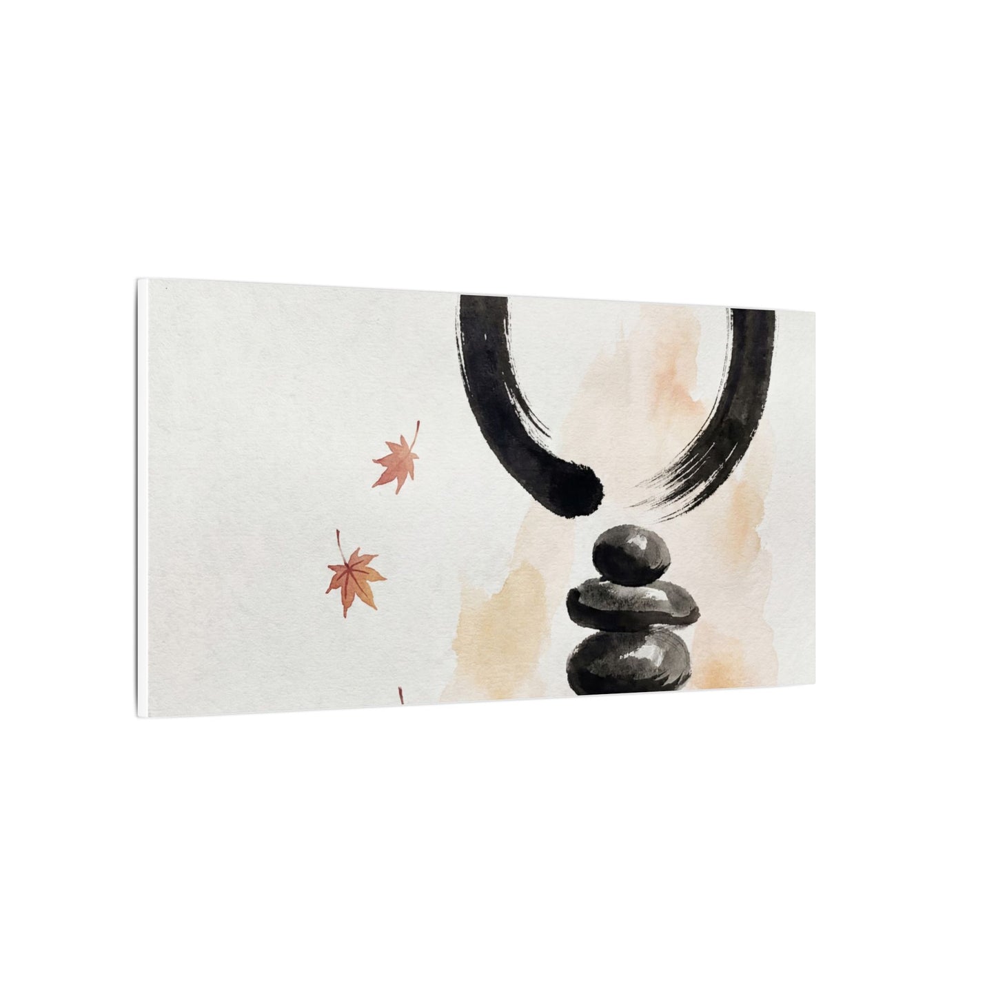 River Stones Canvas Art | Autumn Zen Enso Art