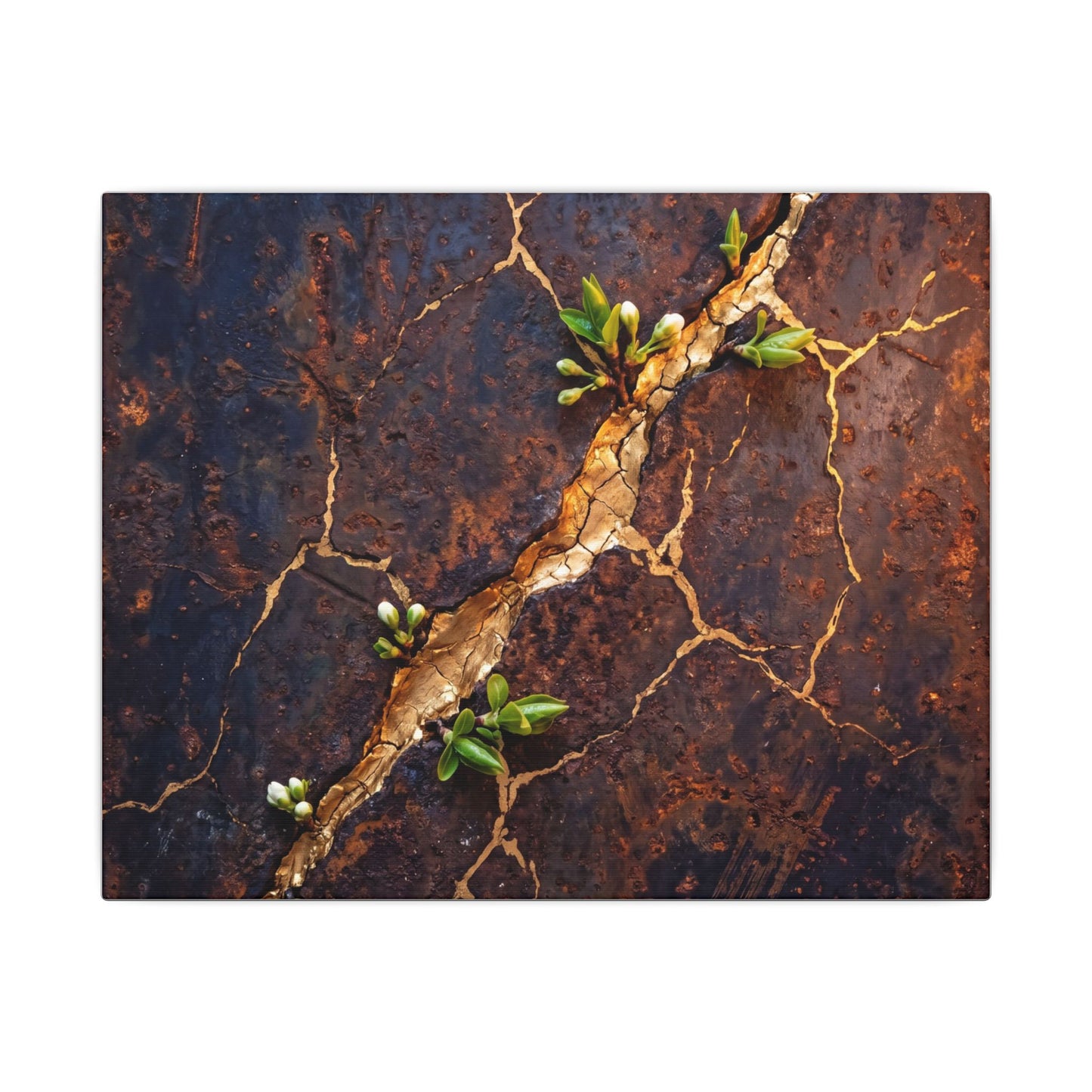 Rust Patina Spring Canvas Art | Kintsugi Resilient Design