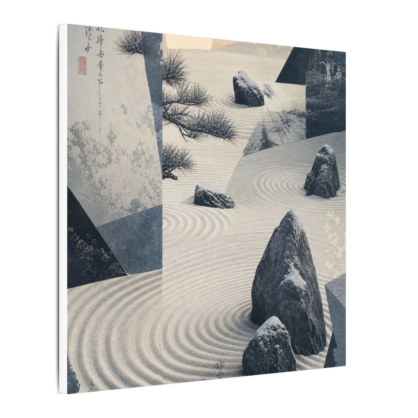 Seijaku Rock Garden Canvas Art - Zen Ukiyo E Inspired