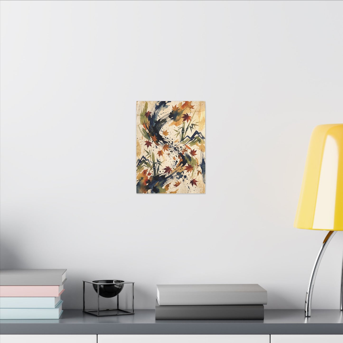 Golden Hour Ink Brushstroke Canvas Art - Zen Shibui