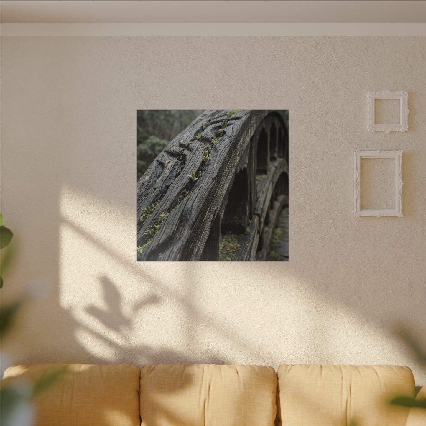 Overcast Wooden Bridge Canvas Art - Japandi Kanso