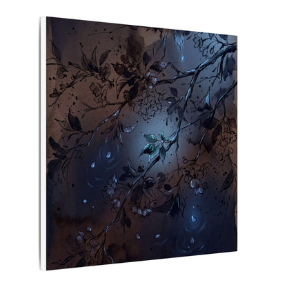 Bold Cherry Blossom Canvas Art - Charcoal Ink Dark Japandi