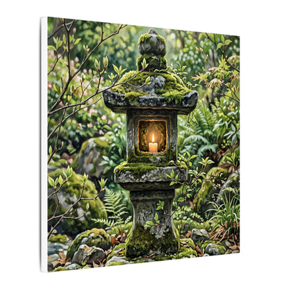 Neutral Stone Lantern Canvas Art - Japanese Pattern Japandi