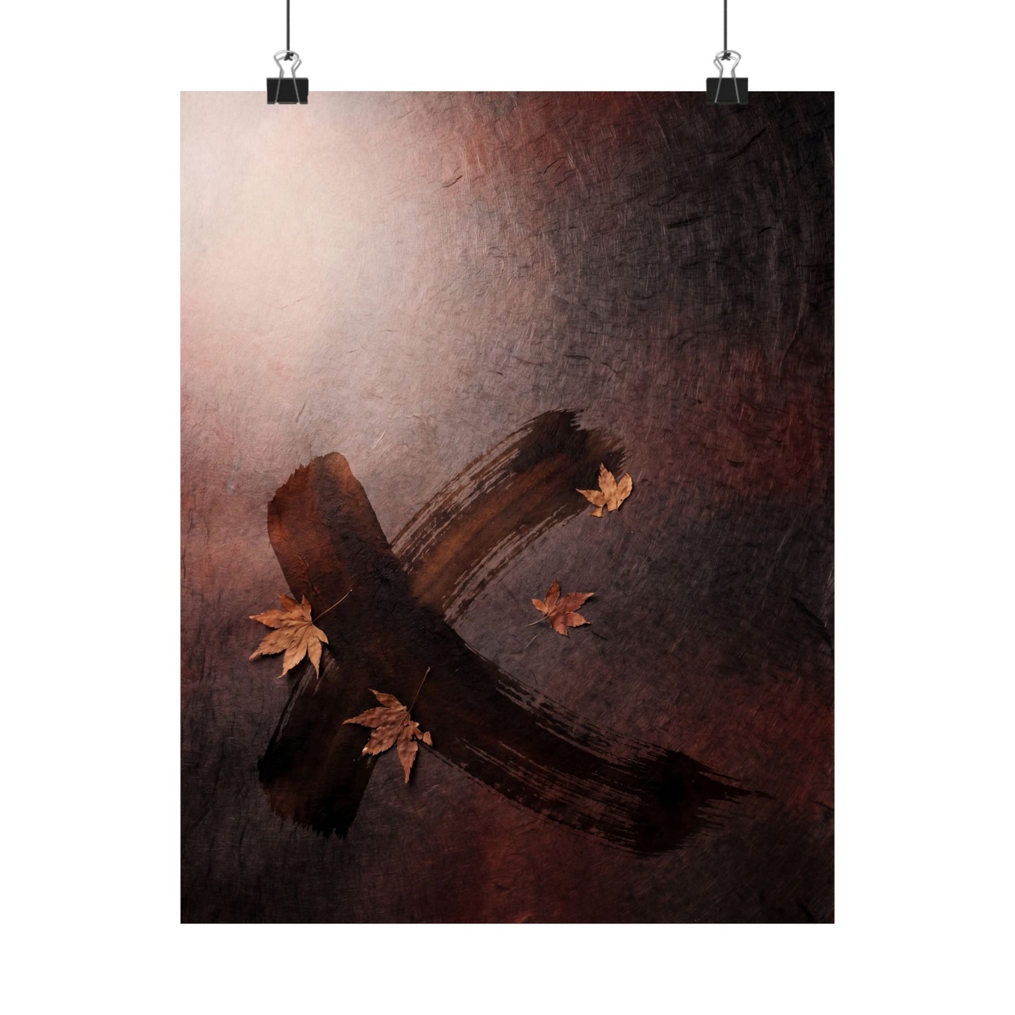 Dark Japandi Ink Brushstroke in Dawn | Moody Minimal Wall Art Print Art Print
