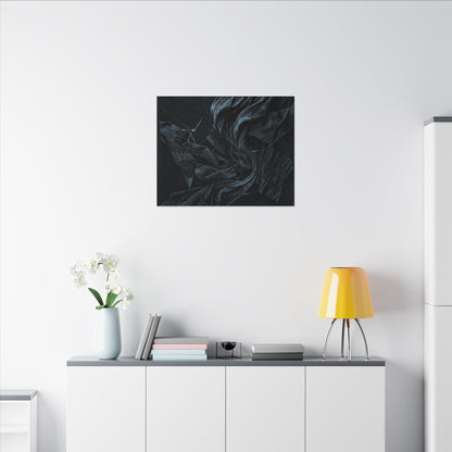 Dark Japandi Silk Drape in Moonlight | Moody Minimal Canvas Art