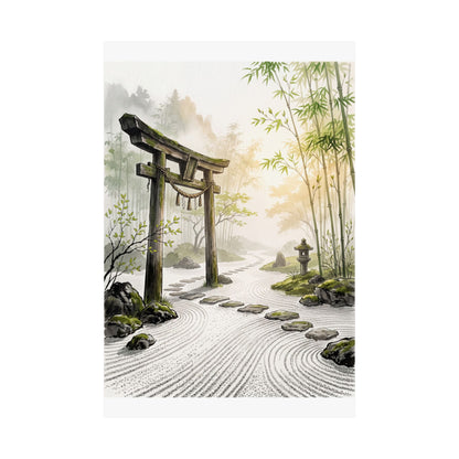Spring Torii Gate Karesansui Wall Art Print | Contemplative Decor