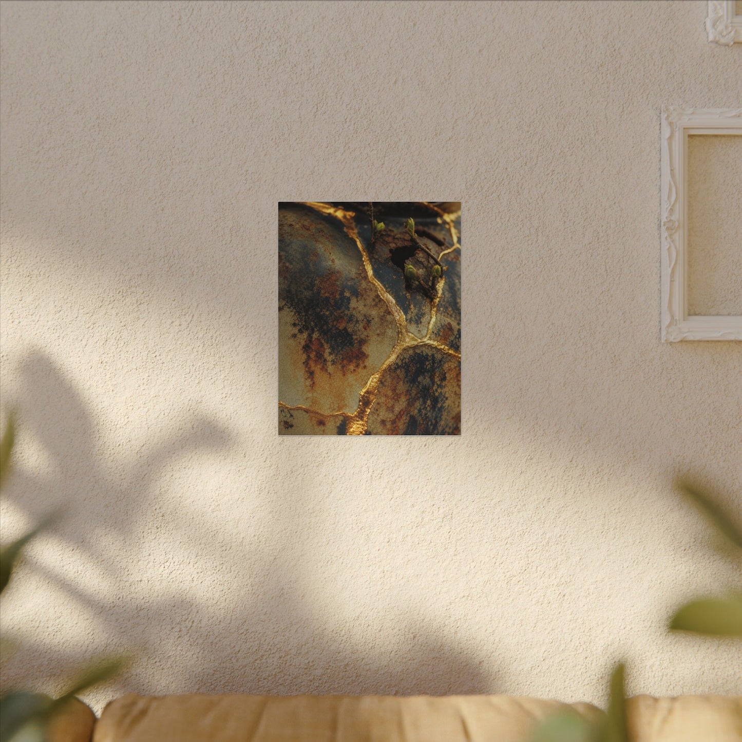 Datsuzoku Rust Patina Canvas Art - Kintsugi Crackle Gold