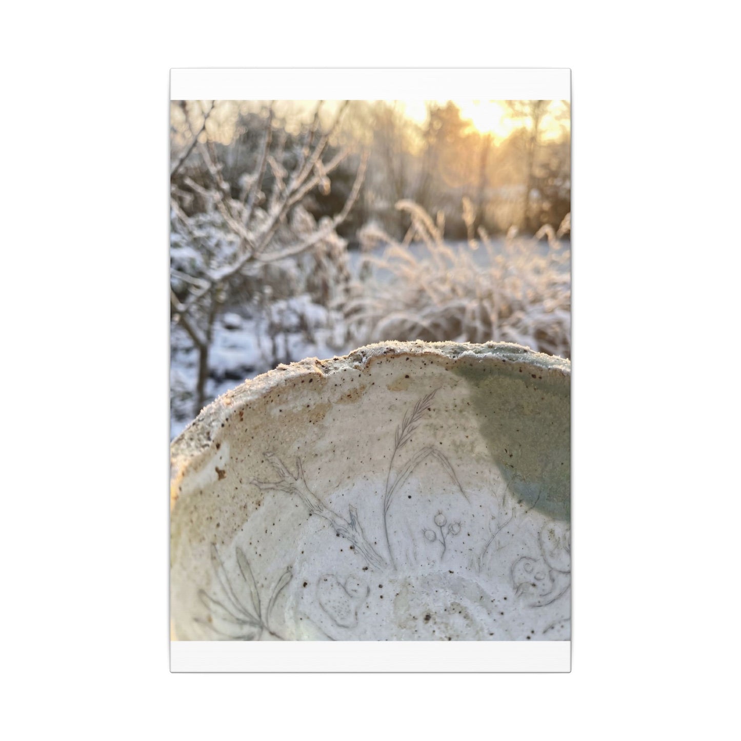 Ceramic Bowl Canvas Art | Winter Japandi Minimal Line Art