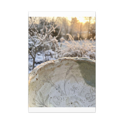 Ceramic Bowl Canvas Art | Winter Japandi Minimal Line Art