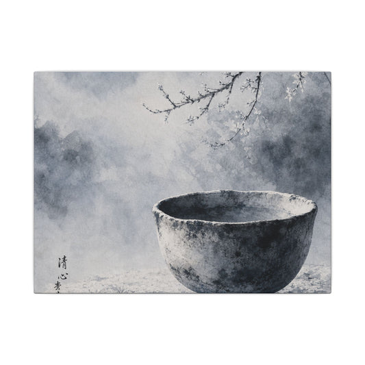 Seijaku Ceramic Bowl Canvas Art - Zen Sumi E