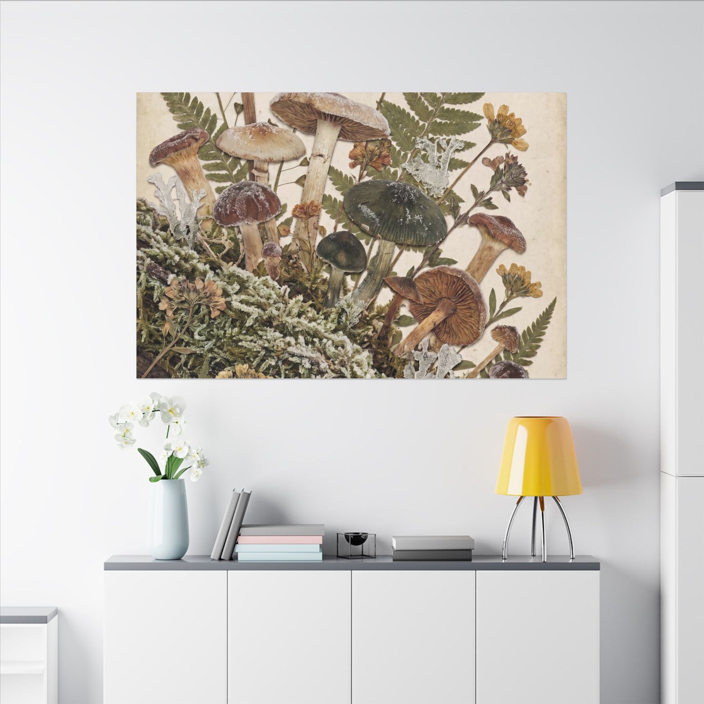 Winter Wild Mushrooms Herbarium Canvas Art | Enchanting Decor
