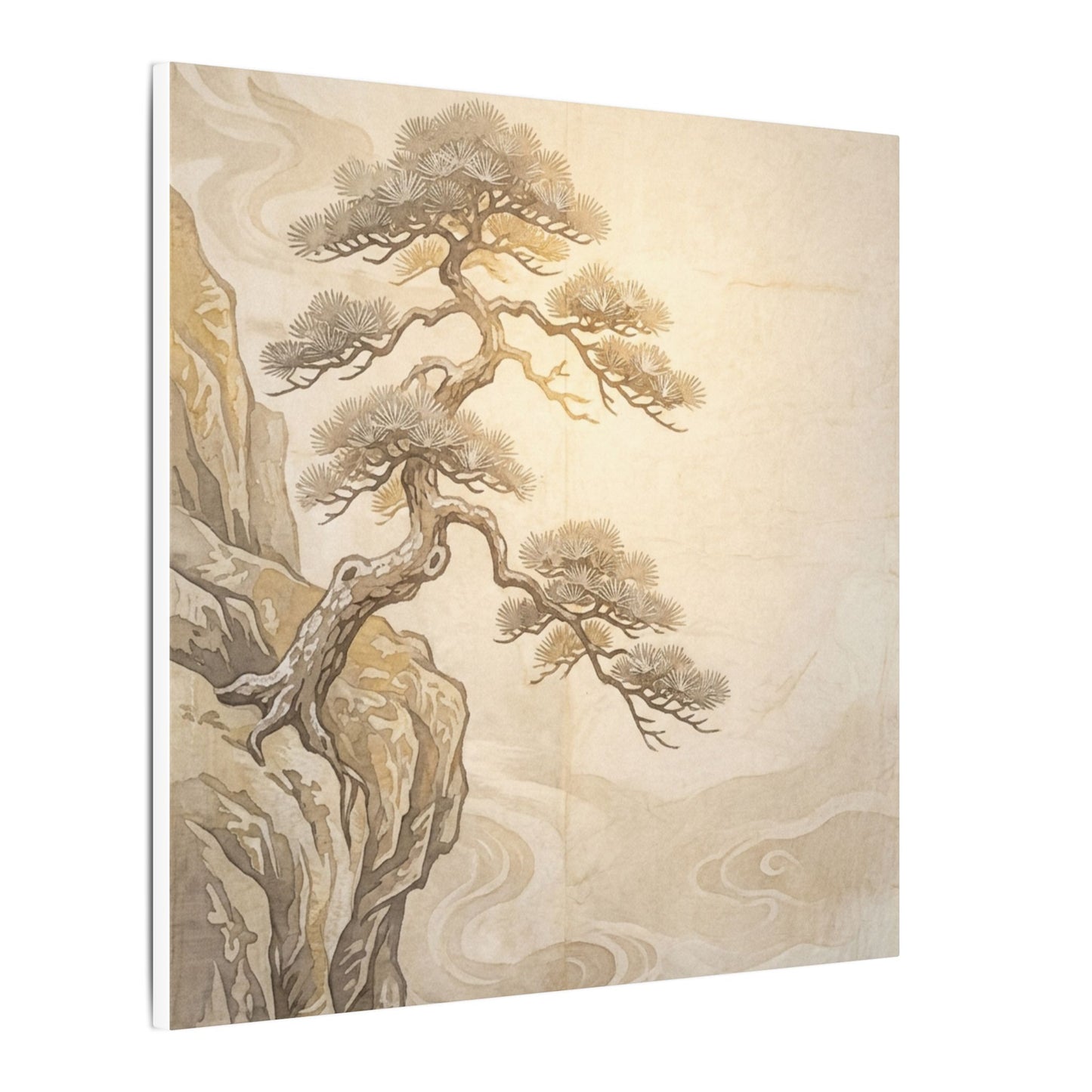 Winter Pine Tree Japanese Pattern Canvas Art | Elegant Decor