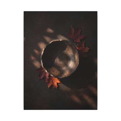 Ceramic Bowl Canvas Art | Autumn Dark Japandi Dark Texture Art