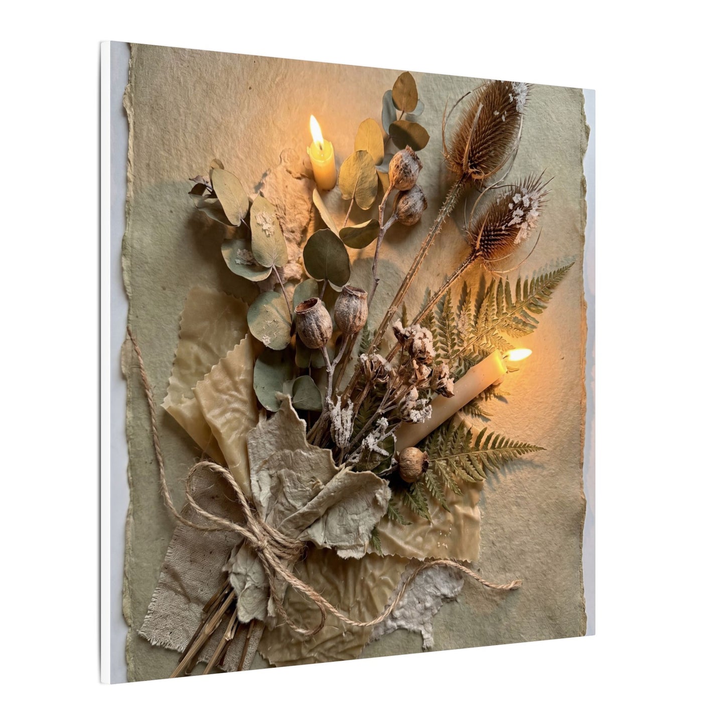 Dried Flowers Texture Canvas Art | Warm Japandi Art