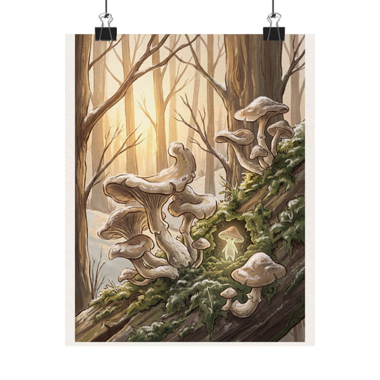 Wild Mushrooms Wall Art Print | Winter Cottagecore Mushroom Illustration Art Art Print