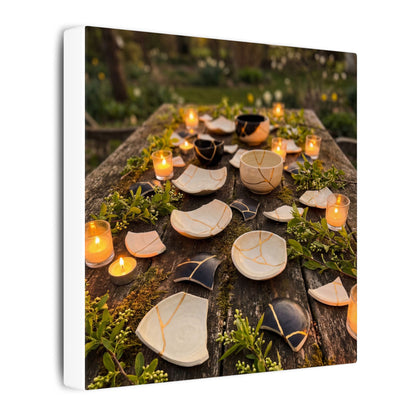 Broken Pottery Spring Canvas Art | Kintsugi Beautiful Design