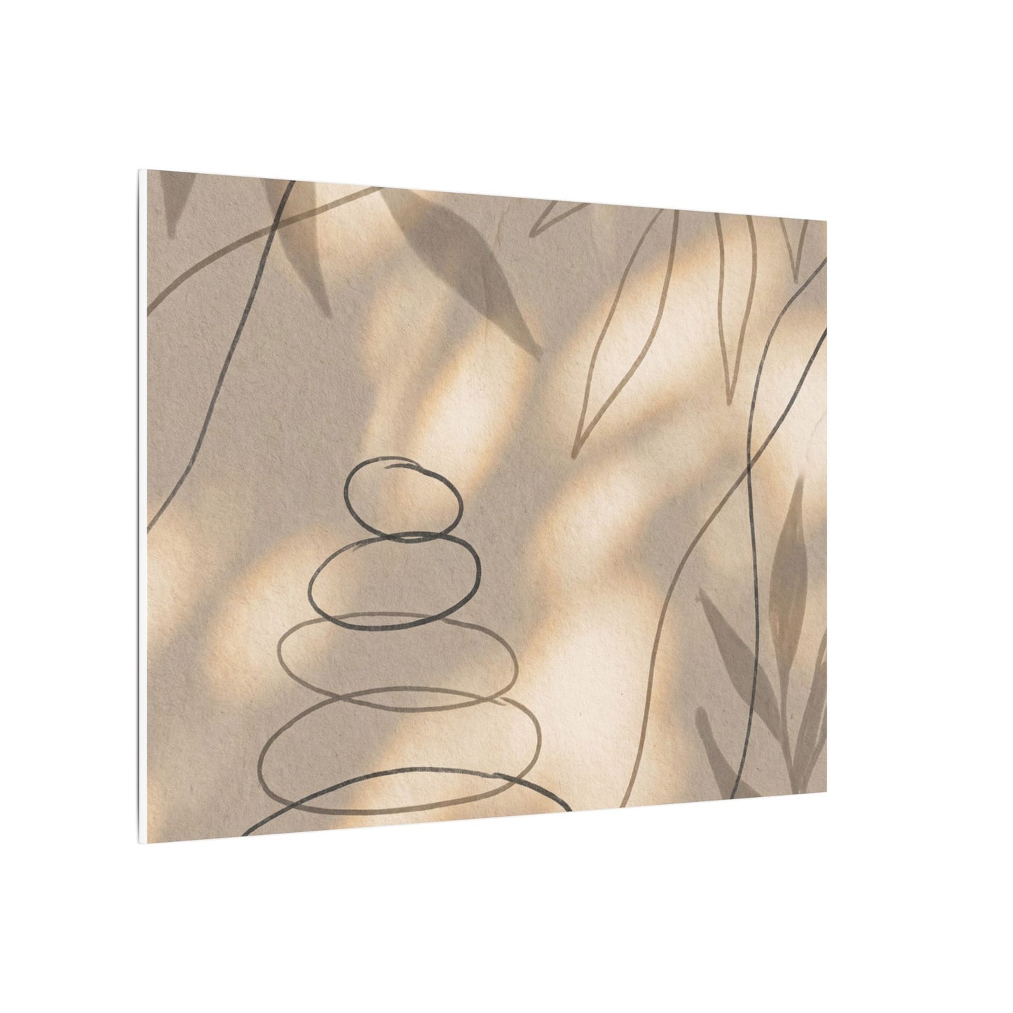 River Stones Minimal Line Canvas Art | Earthy Japandi Art