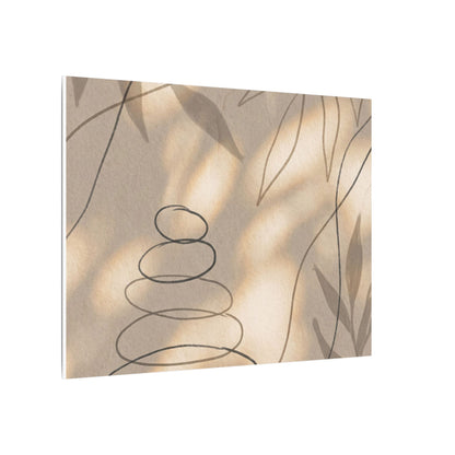 River Stones Minimal Line Canvas Art | Earthy Japandi Art