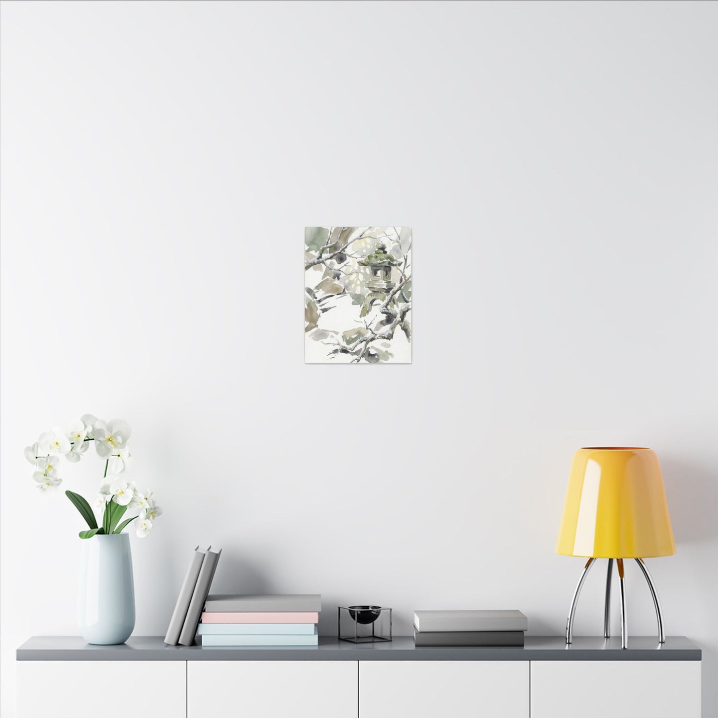Elegant Stone Lantern Canvas Art - Watercolor Japandi