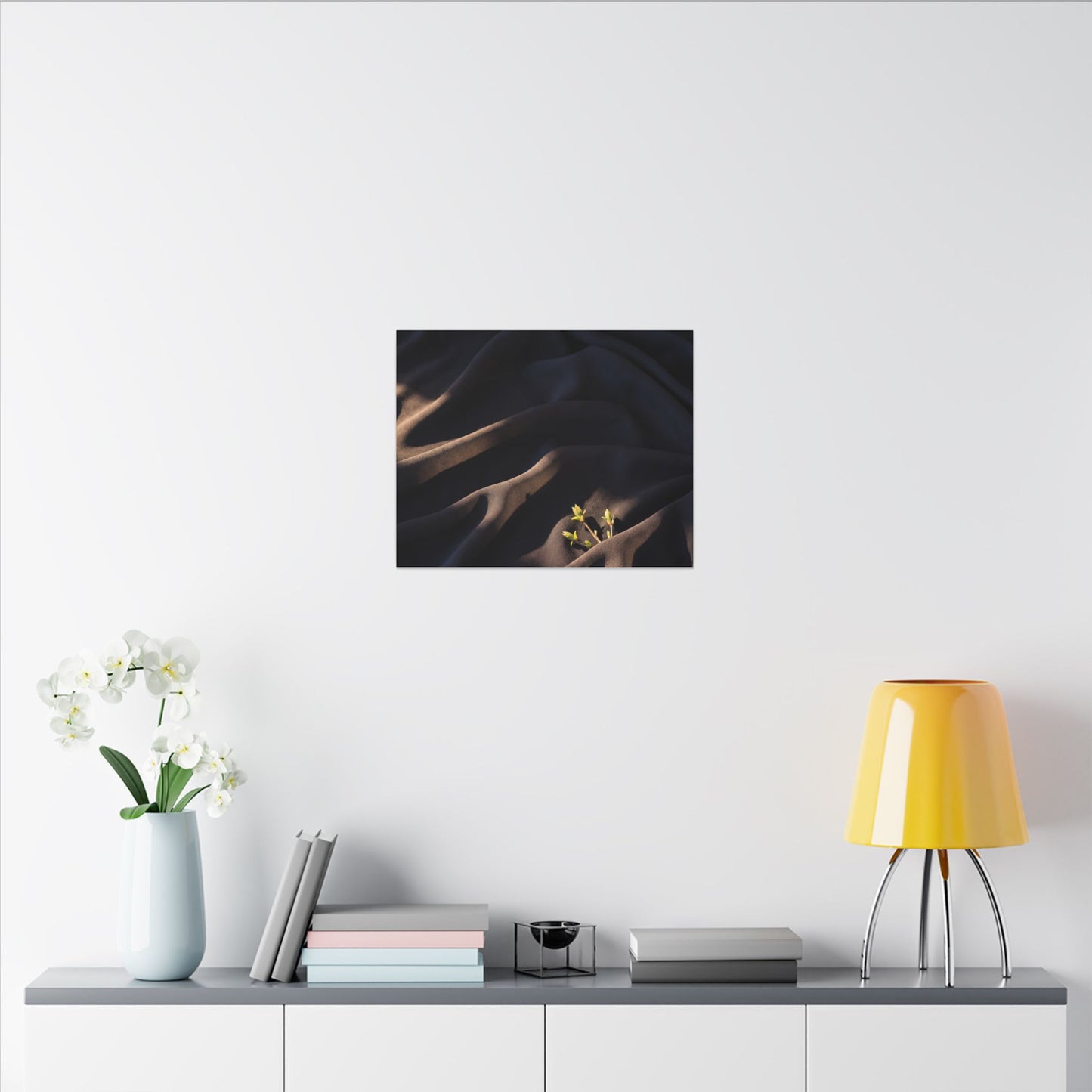 Silk Drape Shadow Zen Canvas Art | Luxurious Dark Japandi Art