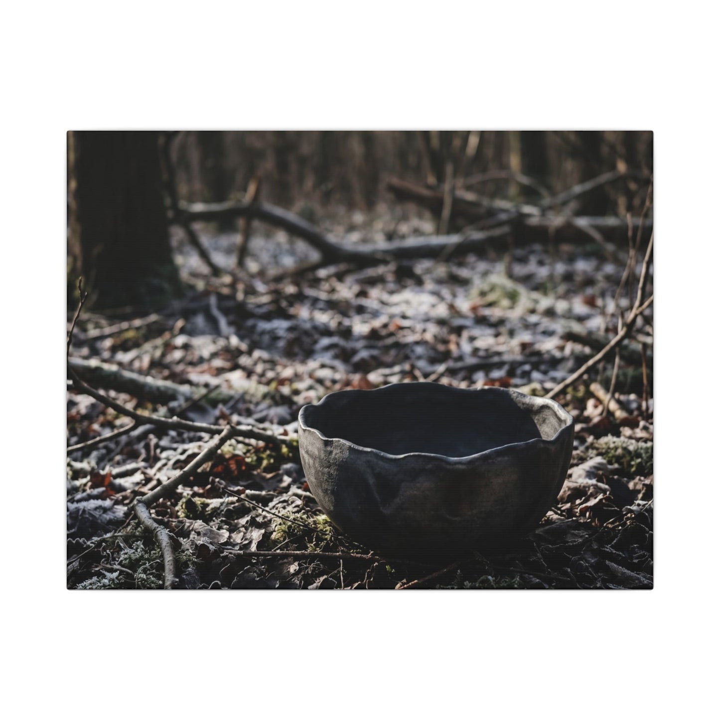 Dappled Ceramic Bowl Canvas Art - Dark Japandi Kanso Art Print