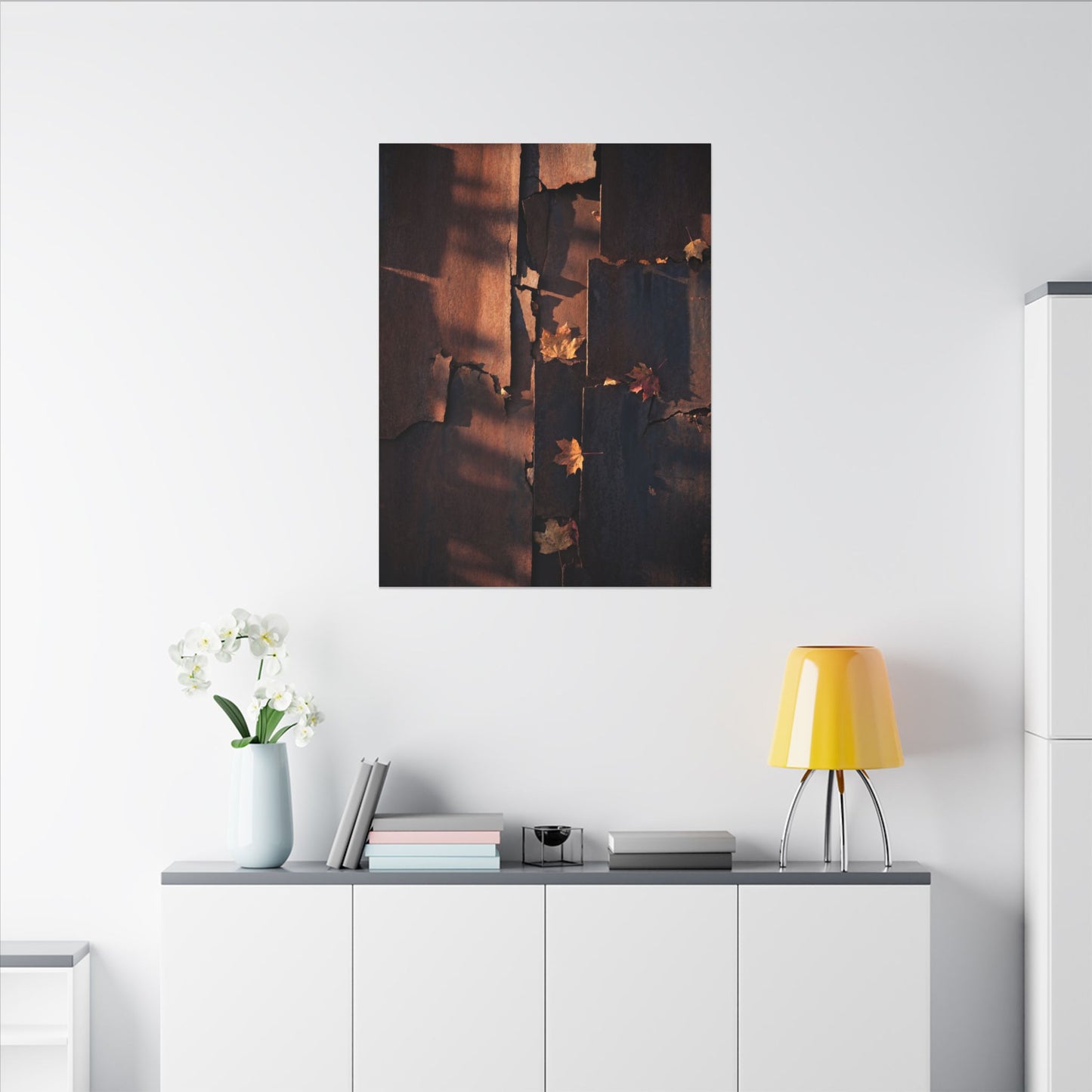 Seijaku Rust Patina Canvas Art - Dark Japandi Shadow Zen