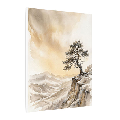 Pine Tree Canvas Art | Winter Japandi Watercolor Art