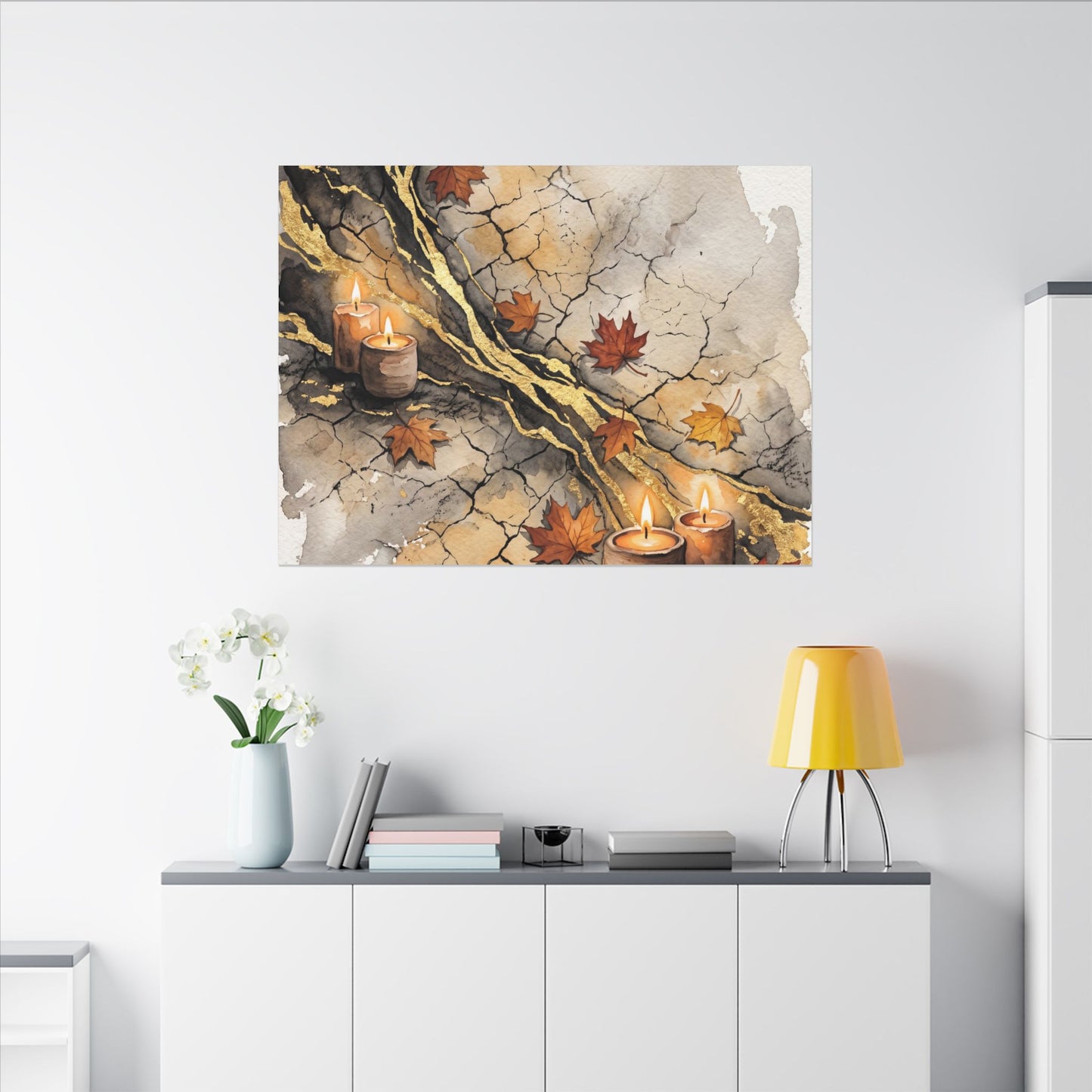 Cracked Earth Autumn Canvas Art | Japandi Warm Design