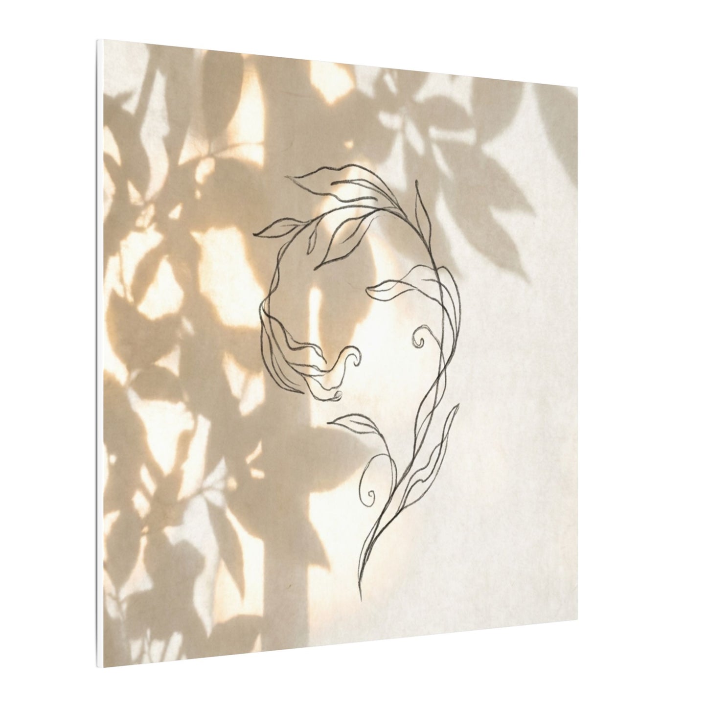 Warm Shoji Screen Canvas Art - Minimal Line Japandi