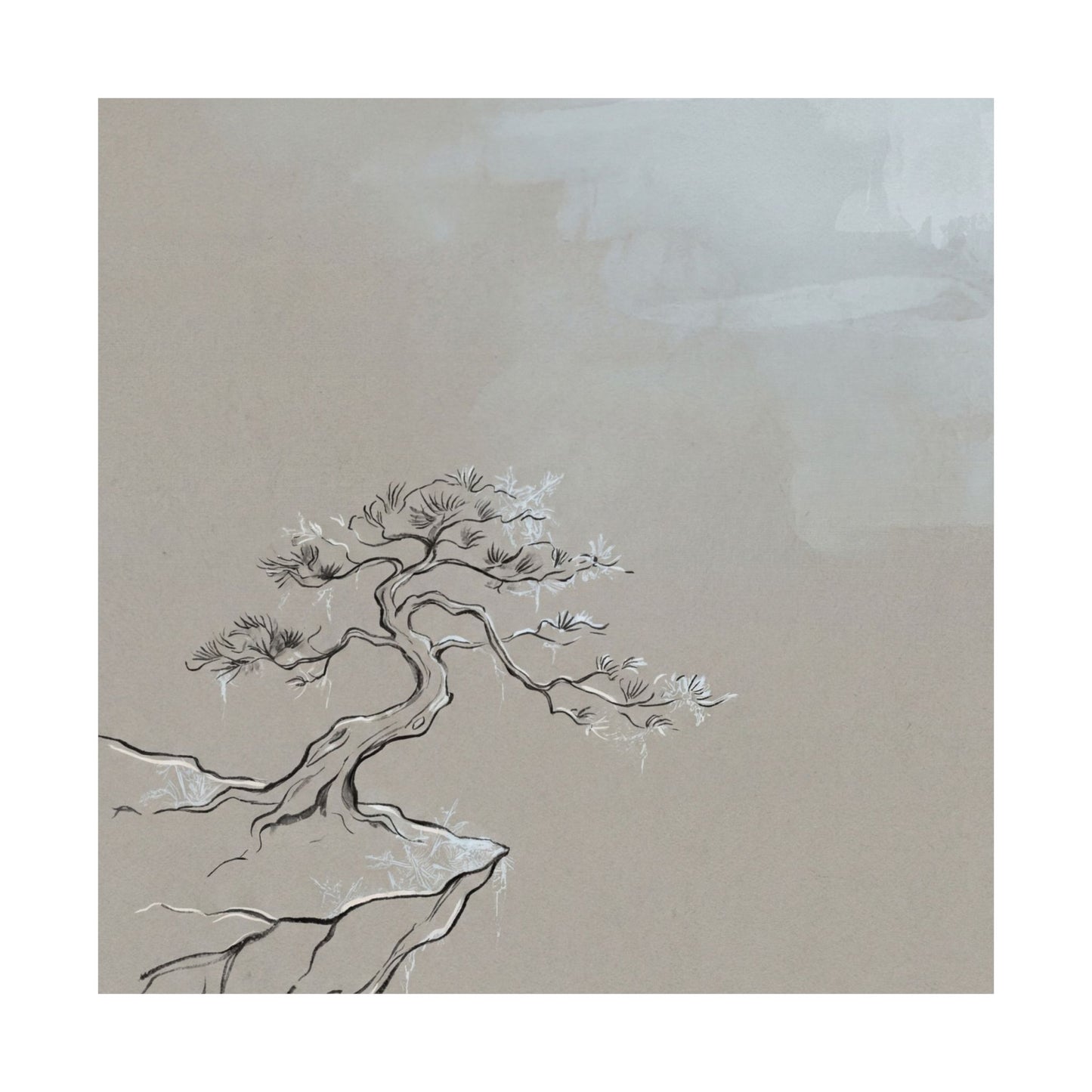 Ma Pine Tree Wall Art Print - Japandi Minimal Line
