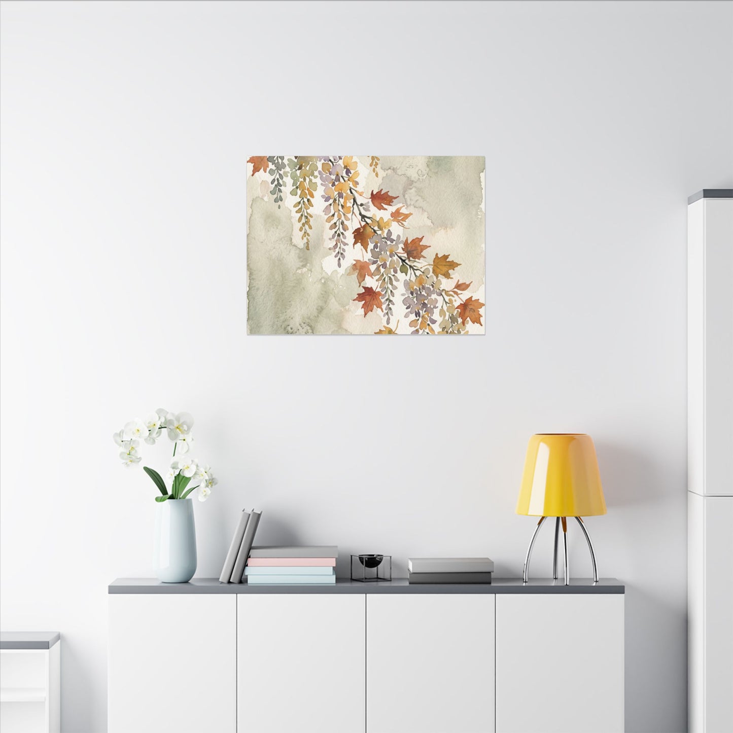 Ma Wisteria Canvas Art - Japandi Watercolor