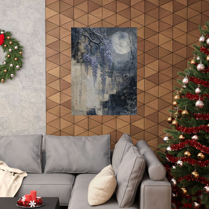 Moonlight Wisteria Wall Art Print - Japandi Seijaku