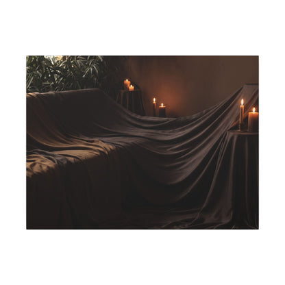 Candlelight Silk Drape Canvas Art - Dark Japandi Ma