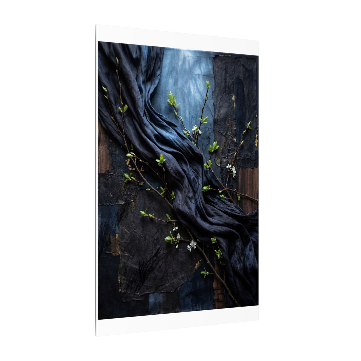 Spring Silk Drape Dark Texture Canvas Art | Atmospheric Decor
