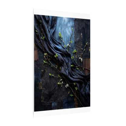 Spring Silk Drape Dark Texture Canvas Art | Atmospheric Decor