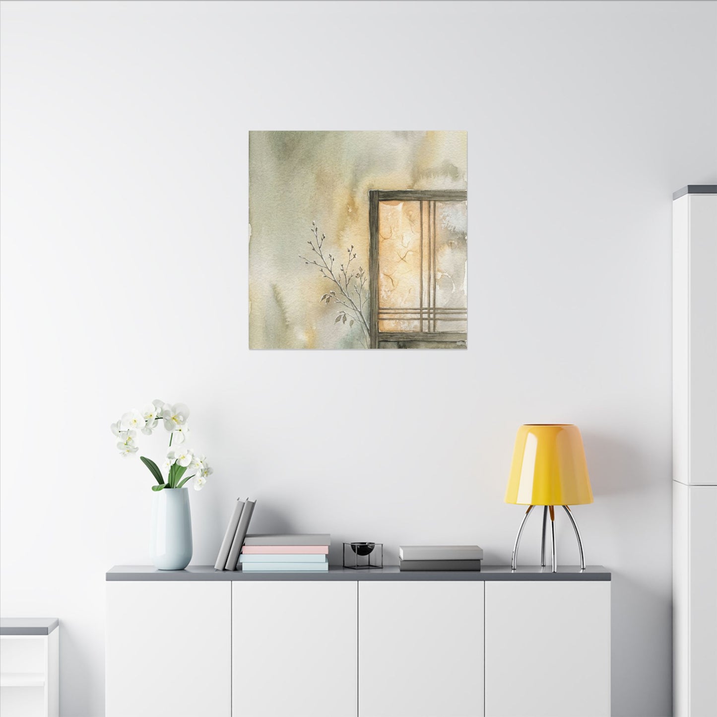 Ma Shoji Screen Canvas Art - Japandi Watercolor