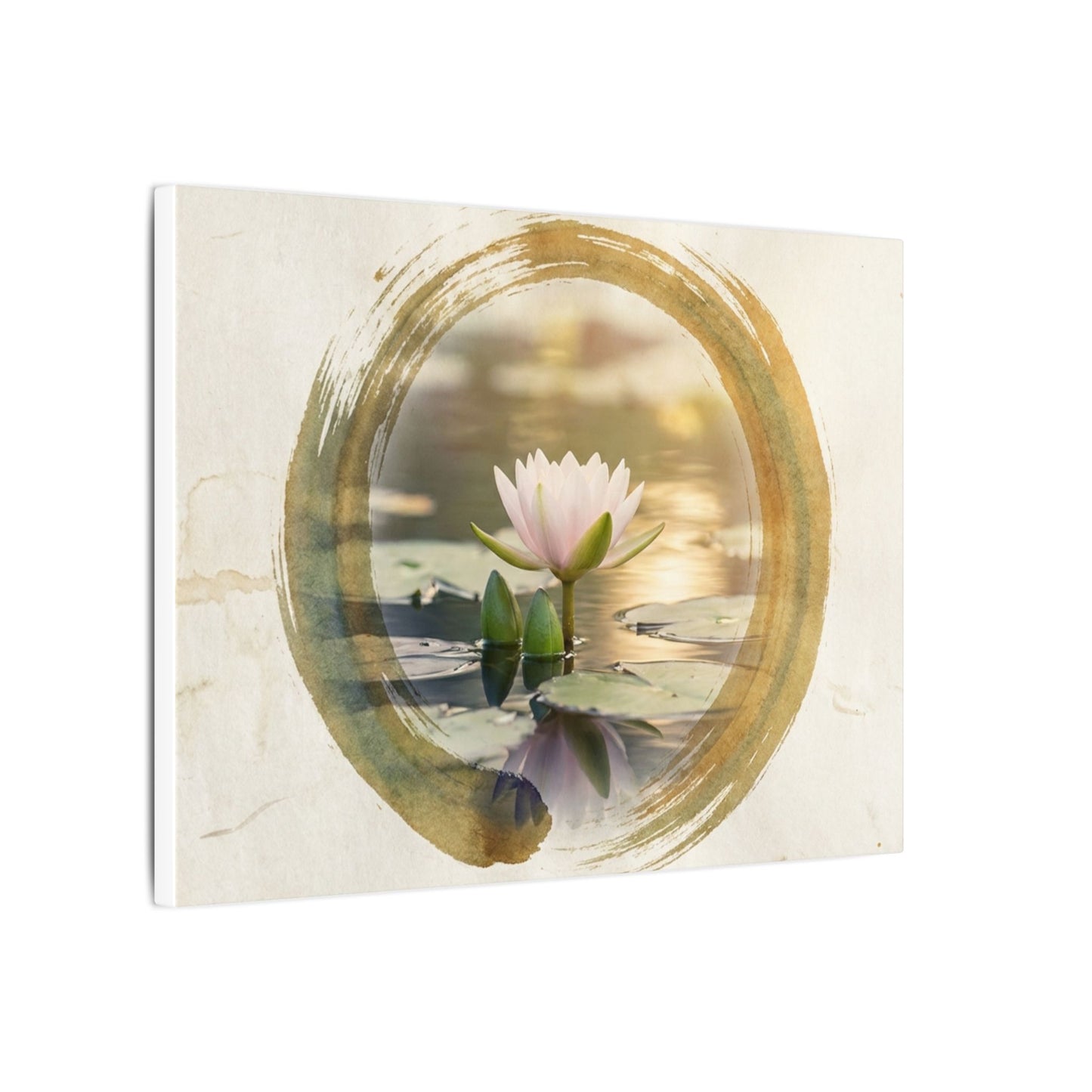 Peaceful Lotus Flower Canvas Art - Enso Zen
