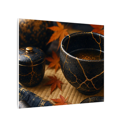 Seijaku Tea Ceremony Canvas Art - Kintsugi Gold Repair