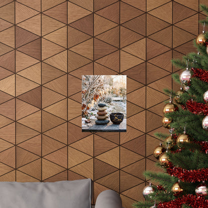 Winter River Stones Gold Repair Wall Art Print | Healing Decor