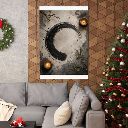Peaceful Ink Brushstroke Wall Art Print - Enso Zen