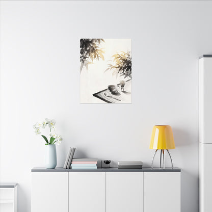 Tea Ceremony Sumi E Canvas Art | Serene Zen Art