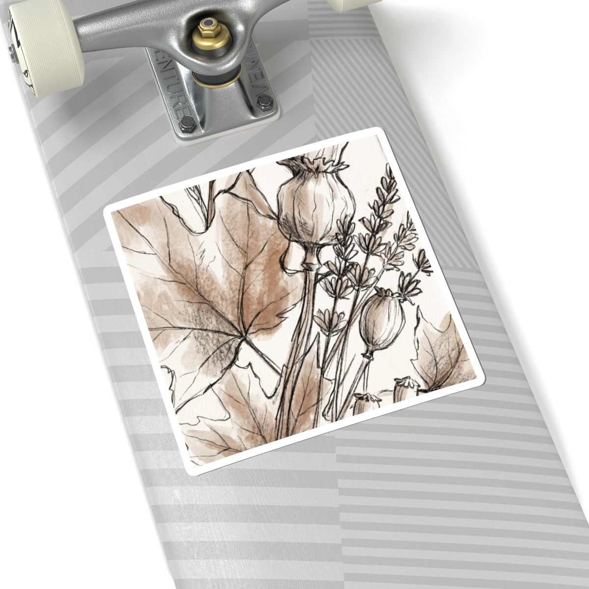 Autumn Dried Flowers Minimal Line Sticker | Elegant Decor