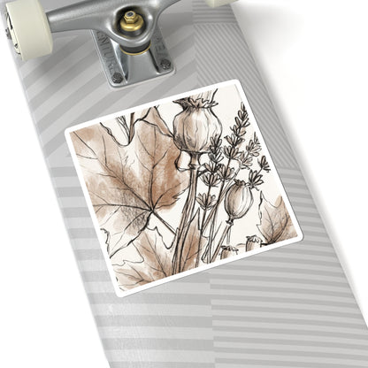 Autumn Dried Flowers Minimal Line Sticker | Elegant Decor
