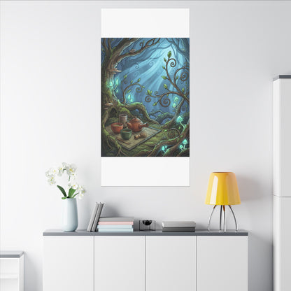 Spring Tea Ceremony Forest Whimsy Canvas Art | Cozy Decor